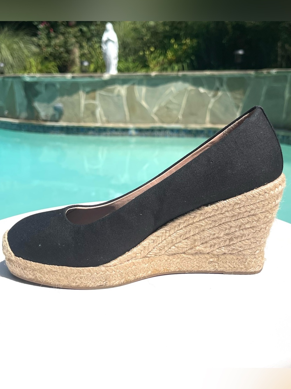 J. CREW Seville Espadrille Black Canvas Jute Wedge Slip On Shoes Size 6 - Picture 8 of 13